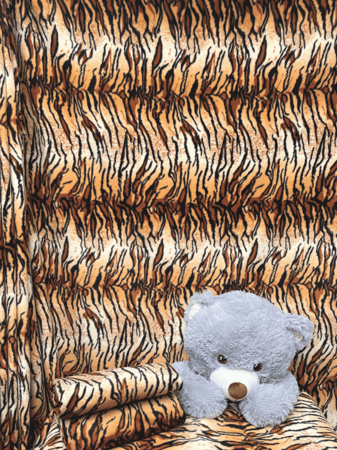 Polar Fleece Anti Pill Washable Soft Fabric- Brown Tiger Print Q815 BR
