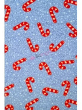 Polar Fleece Anti Pill Washable Soft Fabric- Candy Canes SQ800 BLRD