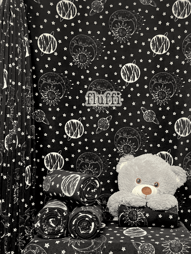 Polar Fleece Anti Pill Washable Soft Fabric- Celestial Black SQ961 BK