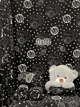Polar Fleece Anti Pill Washable Soft Fabric- Celestial Black SQ961 BK