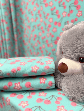 Polar Fleece Anti Pill Washable Soft Fabric- Cherry Blossoms SQ539 MNTPN