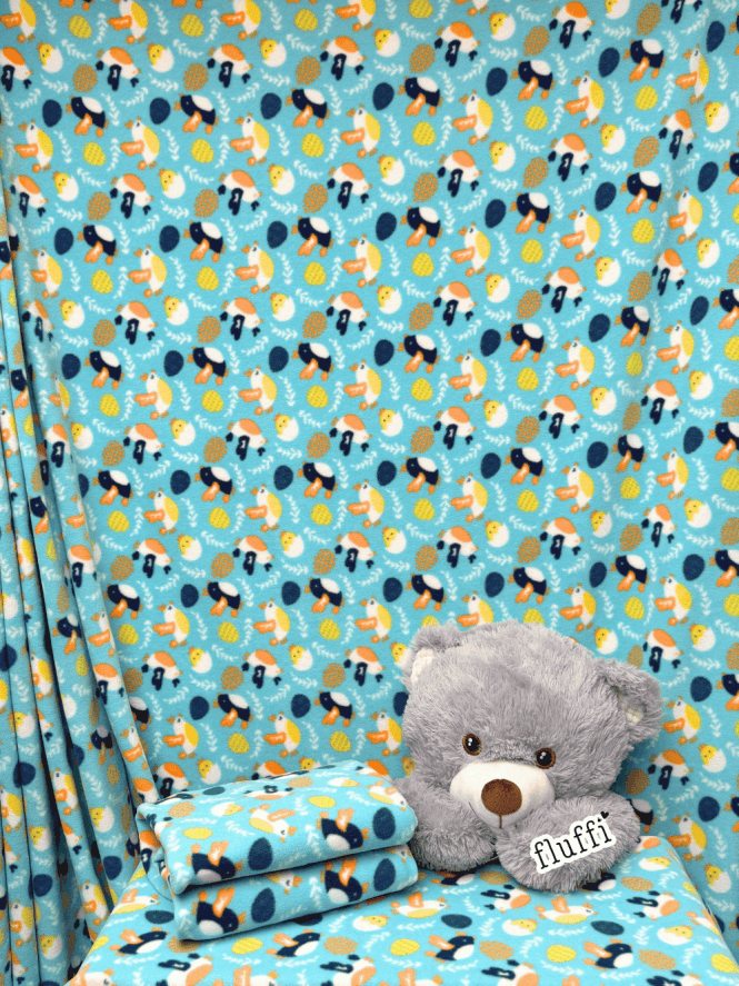 Polar Fleece Anti Pill Washable Soft Fabric- Chicks & Eggs SQ429 BLMLT
