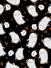  Polar Fleece Anti Pill Washable Soft Fabric- Cute Ghosts SQ498 BKWH