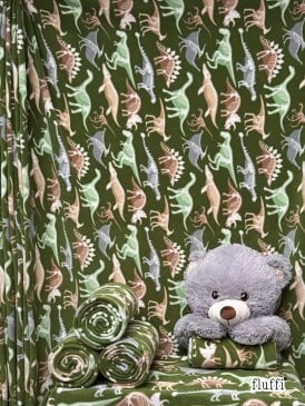 Polar Fleece Anti Pill Washable Soft Fabric- Dinosaur Museum SQ1003 GRN