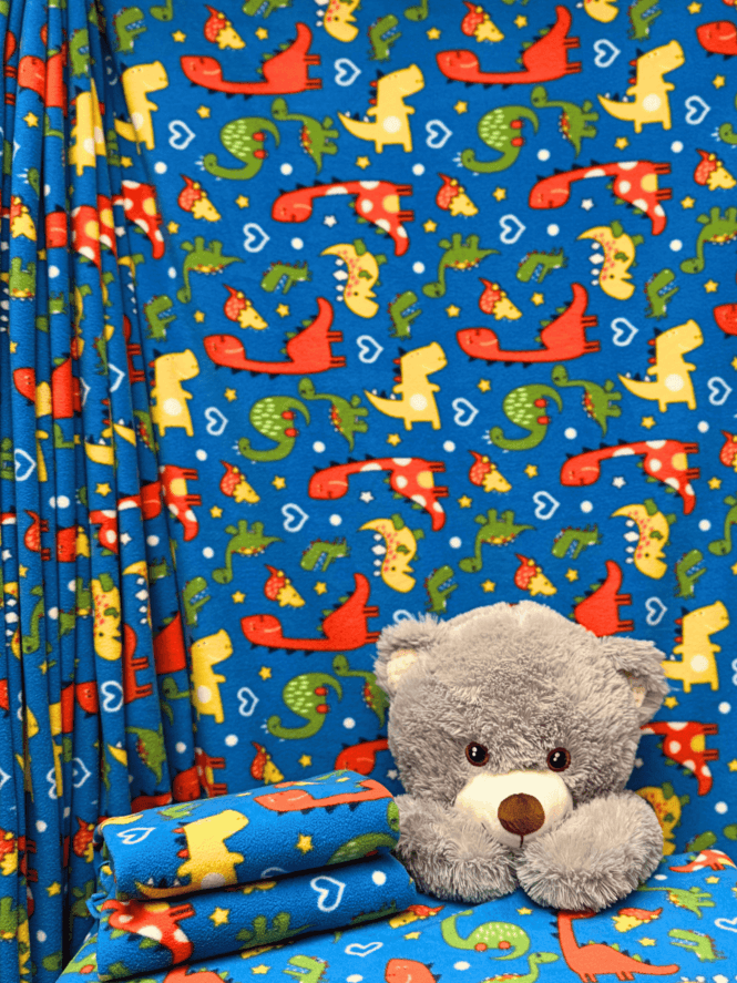 Polar Fleece Anti Pill Washable Soft Fabric- Dinosaur Park Q1411 BLMLT