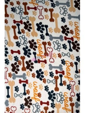 Polar Fleece Anti Pill Washable Soft Fabric- Doggy Woof & Bones SQ895 IVMLT