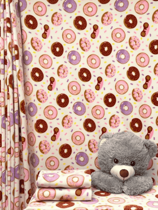 Polar Fleece Anti Pill Washable Soft Fabric- Doughnuts & Sprinkles SQ411 IVMLT