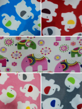 Polar Fleece Anti Pill Washable Soft Fabric- Elephant Prints