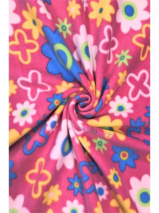 Polar Fleece Anti Pill Washable Soft Fabric- Flower Power SQ531 PNMLT