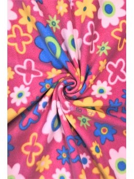 Polar Fleece Anti Pill Washable Soft Fabric- Flower Power SQ531 PNMLT