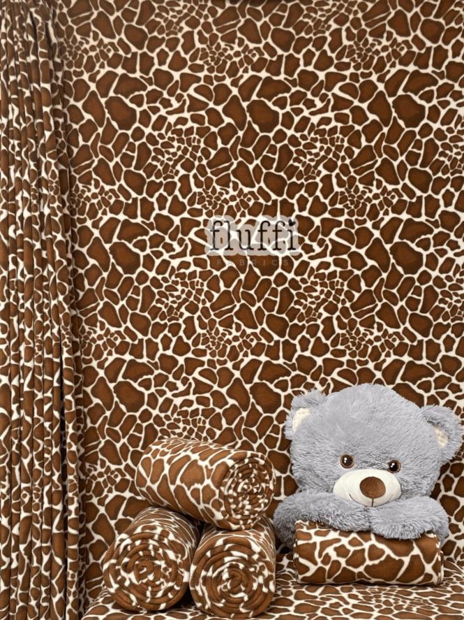 Polar Fleece Anti Pill Washable Soft Fabric- Giraffe Q1384 BRCRM