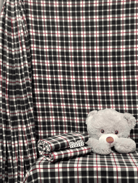Polar Fleece Anti Pill Washable Soft Fabric- Grey/Black/Red Tartan Q1246 GRMLT