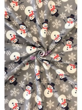 Polar Fleece Anti Pill Washable Soft Fabric- Happy Snowmen SQ522