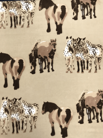 Polar Fleece Anti Pill Washable Soft Fabric- Horses Stone/Brown SQ361 STN