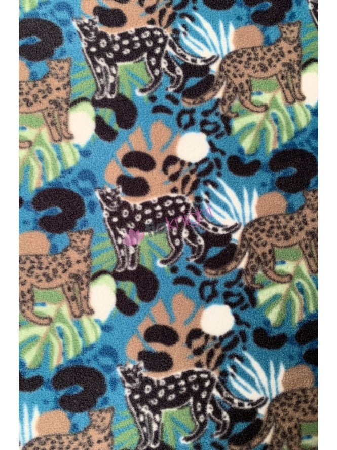 Polar Fleece Anti Pill Washable Soft Fabric- Jungle Leopard SQ807 BLMLT