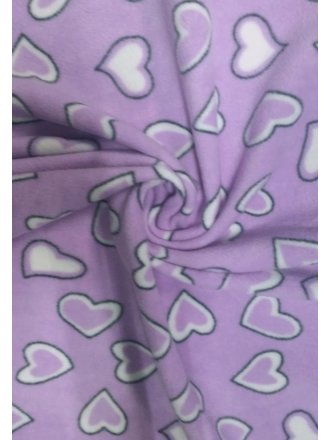 Polar Fleece Anti Pill Washable Soft Fabric- Lilac Love Hearts Q1337 LLC
