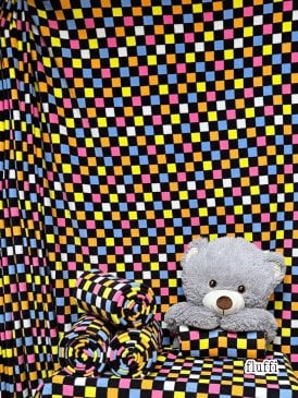 Polar Fleece Anti Pill Washable Soft Fabric- Liquorice Checks SQ1004 MLT