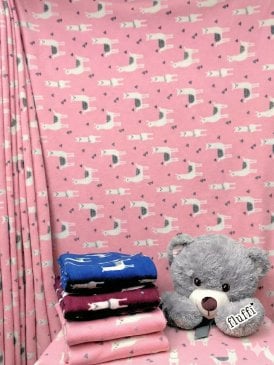Polar Fleece Anti Pill Washable Soft Fabric- Llama Glama Pink SQ352 PN