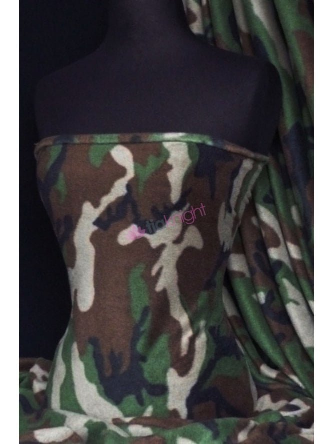 Polar Fleece Anti Pill Washable Soft Fabric- Military Camo Q41 KHBR