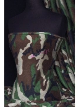 Polar Fleece Anti Pill Washable Soft Fabric- Military Camo Q41 KHBR