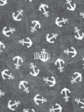Polar Fleece Anti Pill Washable Soft Fabric- Mini Anchors Grey SQ802 GR
