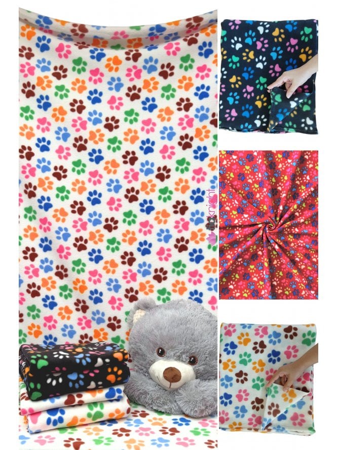 Polar Fleece Anti Pill Washable Soft Fabric- Multi Paws Q396B