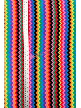 Polar Fleece Anti Pill Washable Soft Fabric- Multi Zig Zag Q1299 MLT