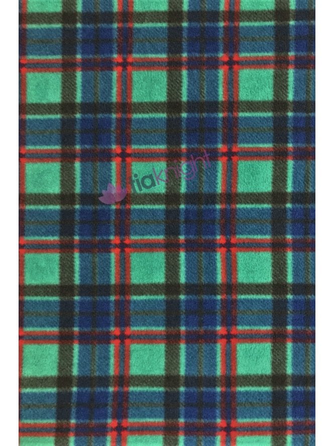 Polar Fleece Anti Pill Washable Soft Fabric- Navy/Green/Red Tartan SQ742 NYGRN