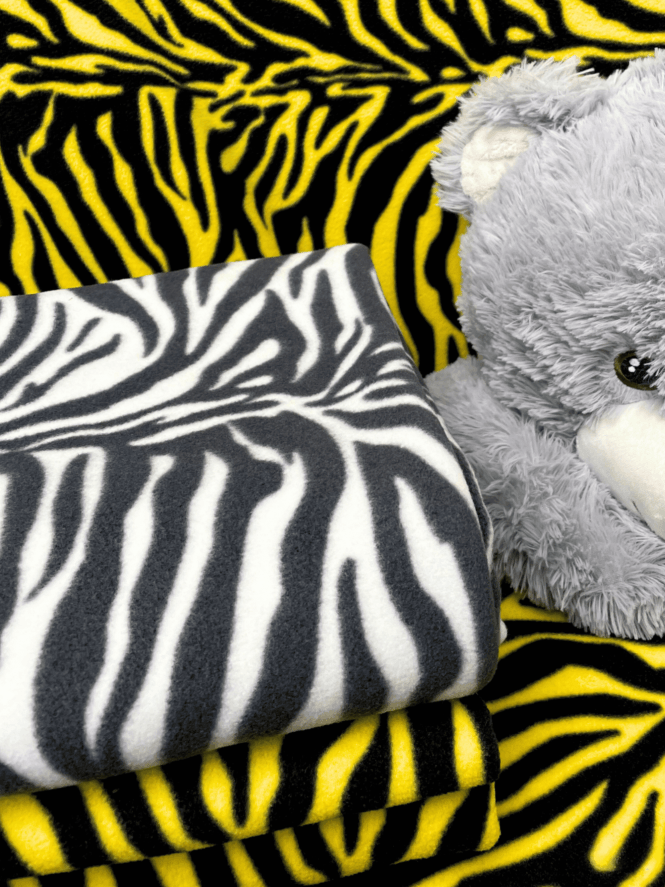 Polar Fleece Anti Pill Washable Soft Fabric- NEW Zebra SQ612 WHTBK