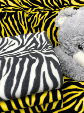 Polar Fleece Anti Pill Washable Soft Fabric- NEW Zebra SQ612 WHTBK