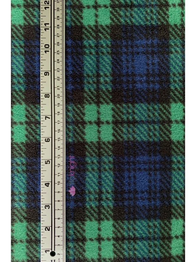 Polar Fleece Anti Pill Washable Soft Fabric- Old School Tartan Navy/Dark Green Q1406 NYDGRN