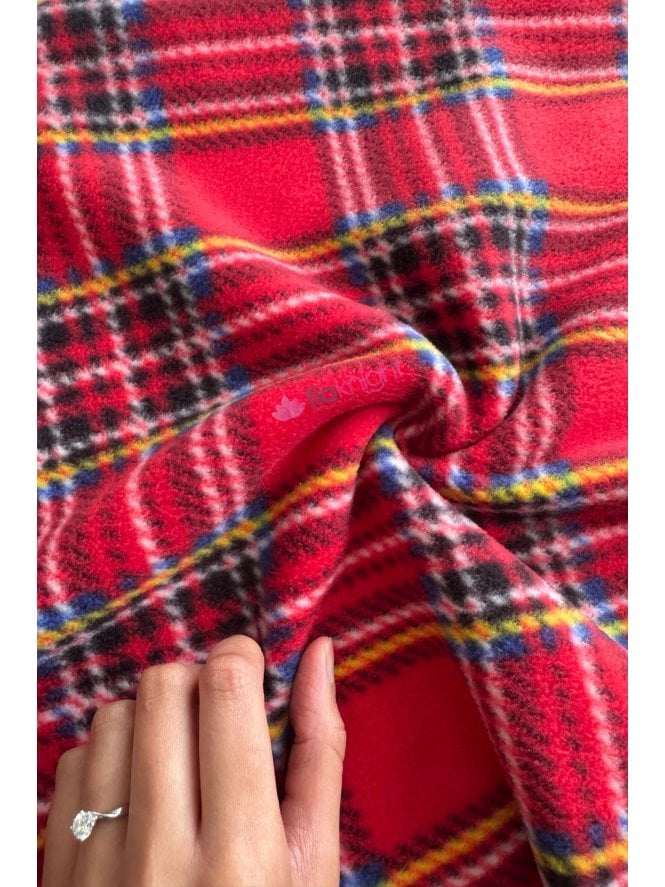 Polar Fleece Anti Pill Washable Soft Fabric- Old School Tartan Red Q1406 RDMLT