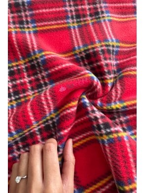 Polar Fleece Anti Pill Washable Soft Fabric- Old School Tartan Red Q1406 RDMLT