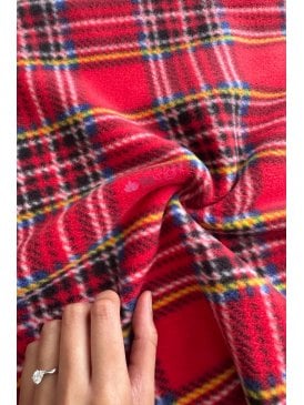 Polar Fleece Anti Pill Washable Soft Fabric- Old School Tartan Red Q1406 RDMLT