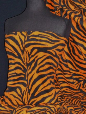 Polar Fleece Anti Pill Washable Soft Fabric- Orange/Black Zebra Q816 ORBK