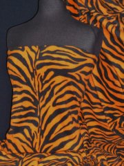 Polar Fleece Anti Pill Washable Soft Fabric- Orange/Black Zebra Q816 ORBK