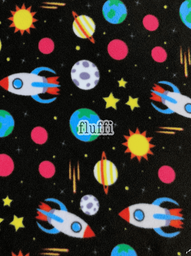 Polar Fleece Anti Pill Washable Soft Fabric- Outer Space SQ808 BKMLT