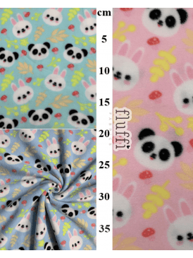 Polar Fleece Anti Pill Washable Soft Fabric- Pandas & Bunnies SQ810