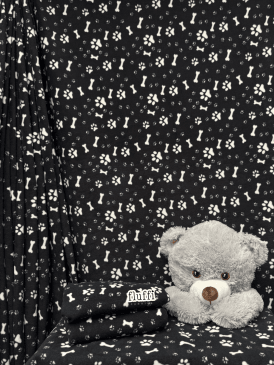 Polar Fleece Anti Pill Washable Soft Fabric- Pose & Paws Black SQ288 BK