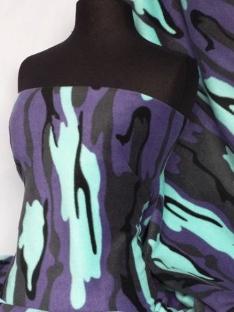 Polar Fleece Anti Pill Washable Soft Fabric- Purple Camouflage Q817 PPL