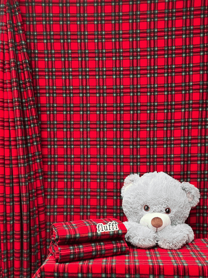 Polar Fleece Anti Pill Washable Soft Fabric- Red/Blue Tartan Q1095 RDBL
