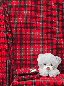 Polar Fleece Anti Pill Washable Soft Fabric- Red/Blue Tartan Q1095 RDBL