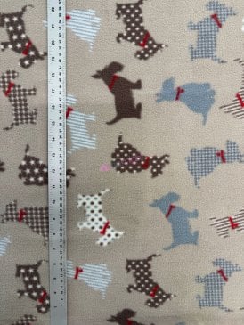 Polar Fleece Anti Pill Washable Soft Fabric- Scottie Dogs PF230 MLT