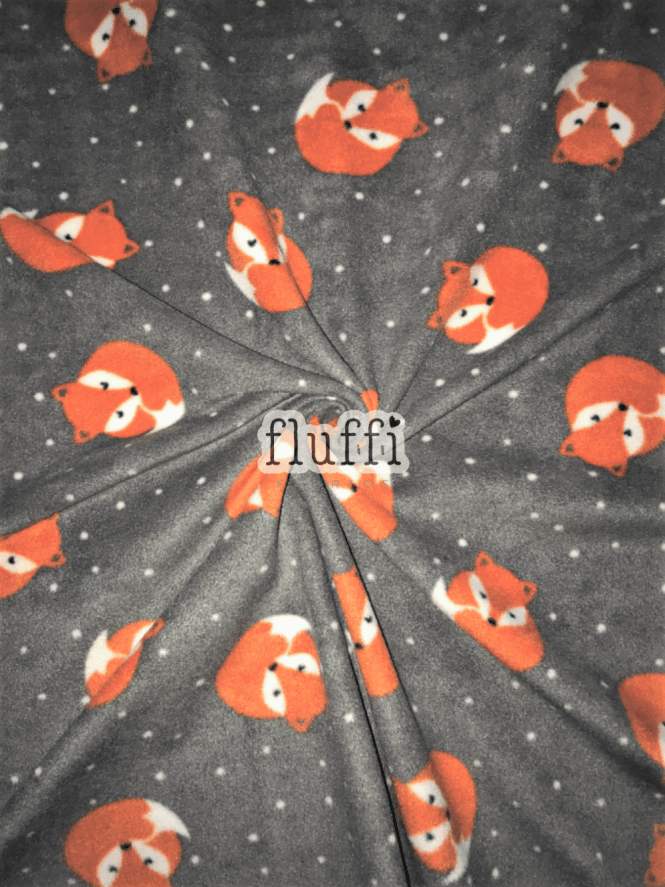 Polar Fleece Anti Pill Washable Soft Fabric- Sleeping Foxes Grey SQ302 GRMLT