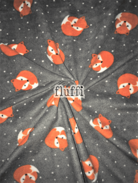Polar Fleece Anti Pill Washable Soft Fabric- Sleeping Foxes Grey SQ302 GRMLT