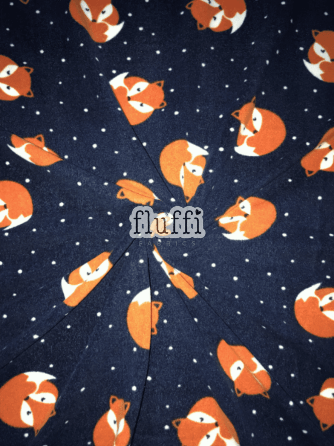 Polar Fleece Anti Pill Washable Soft Fabric- Sleeping Foxes Navy SQ302 NYMLT