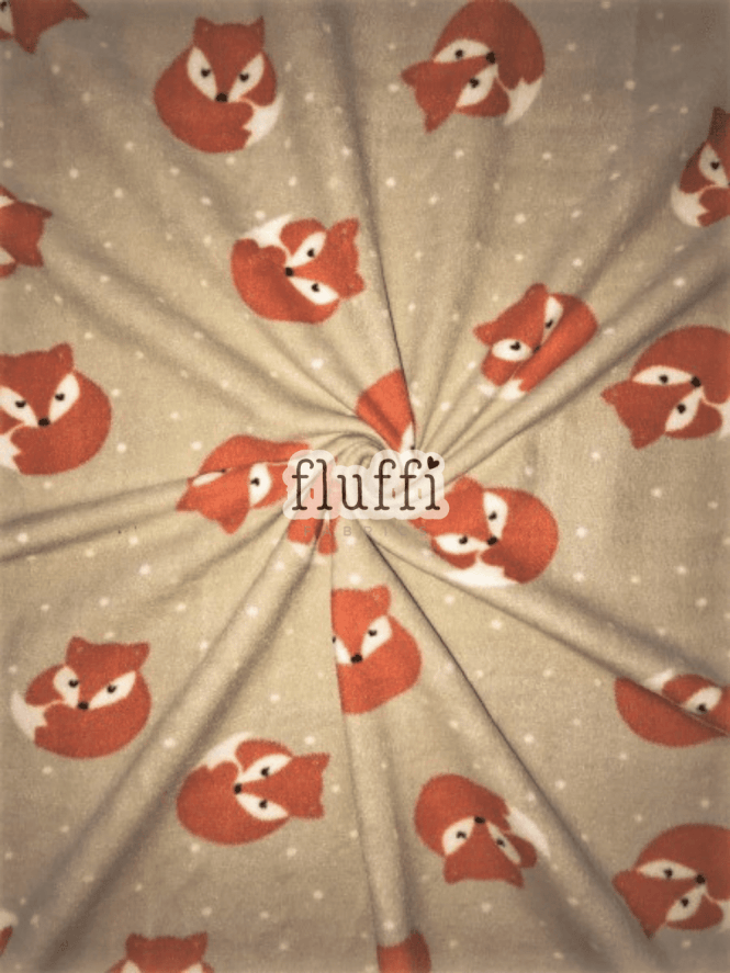 Polar Fleece Anti Pill Washable Soft Fabric- Sleeping Foxes Stone SQ302 STNMLT