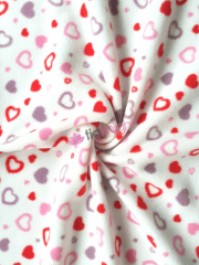 Polar Fleece Anti Pill Washable Soft Fabric- Sweet Hearts SQ537 WHTRD