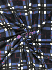 Polar Fleece Anti Pill Washable Soft Fabric- Thomson Tartan Navy SQ682 NYBL