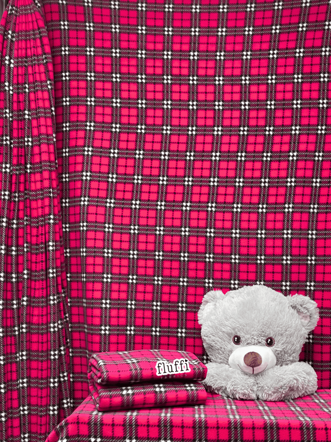 Polar Fleece Anti Pill Washable Soft Fabric- Trinian Tartan Pink Q1405 PNBK